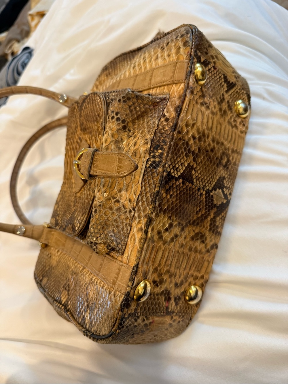 Vintage Colombetti Milano Snakeskin imprint Satchel – Italian Luxury Handbag - Picture 10 of 12